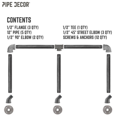 28 in. Tri-flange Wall Mounted Clothing Rack By PIPE DECOR