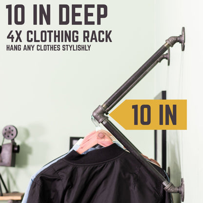 24 in. Quad-Flange Wall Mounted Clothing Rack By PIPE DECOR