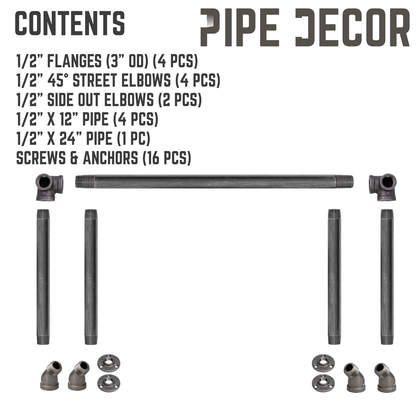 24 in. Quad-Flange Wall Mounted Clothing Rack By PIPE DECOR