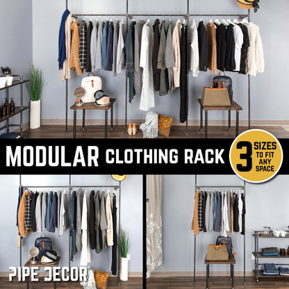 115 in. Wall Mounted Clothing Rack, Triple