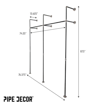 76.375 in. Wall Mounted Clothing Rack, Double