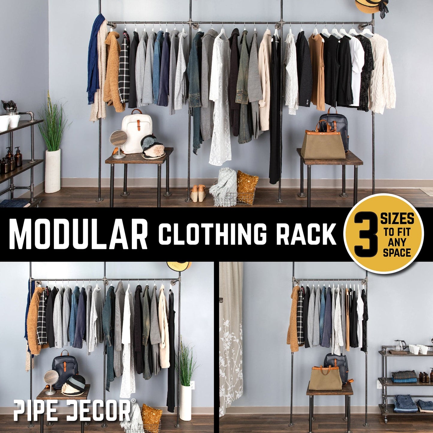 41 in. Wall Mounted Clothing Rack, Single