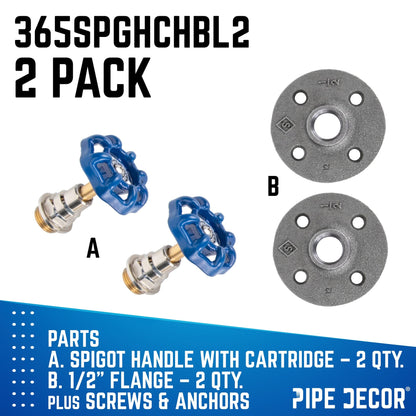 Blue Industrial Spigot Wall Hook with Flange (2-Pack)