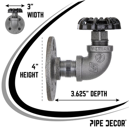 Black Industrial Curved Spigot Wall Hook with Flange (2-Pack)