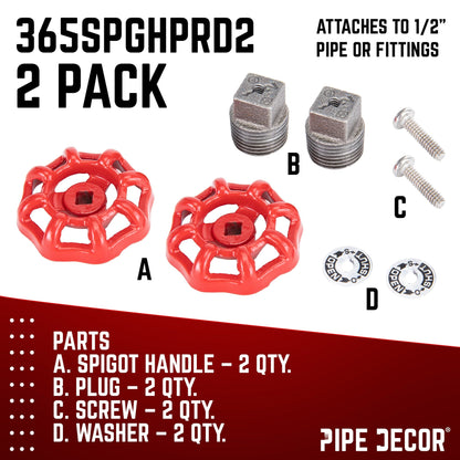 Red Industrial Spigot with Plug (2-Pack)