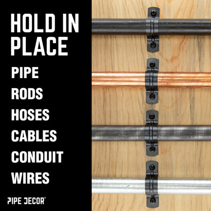 Black Steel U-shaped Pipe Straps for ½” Pipe