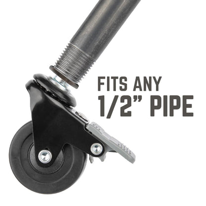Swivel Caster Wheels for ½" Pipe (4-Pack)