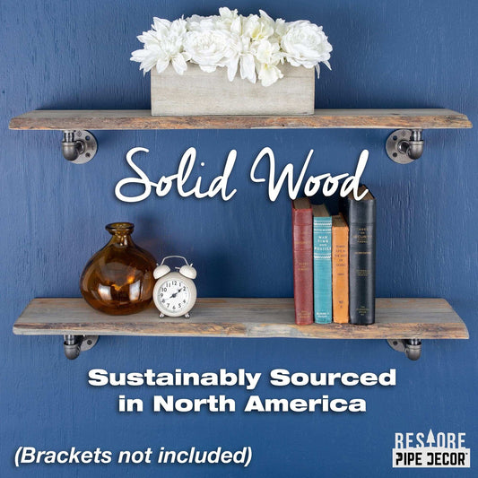 RESTORE Riverstone Grey 36 in. Live Edge Wood Shelf (Wood Only)