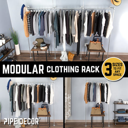 41 in. Galvanized Wall Mounted Clothing Rack, Single