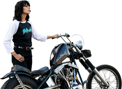 BILTWELL Women's 1985 Raglan T-Shirt - Black/White - XL 8144-060-005