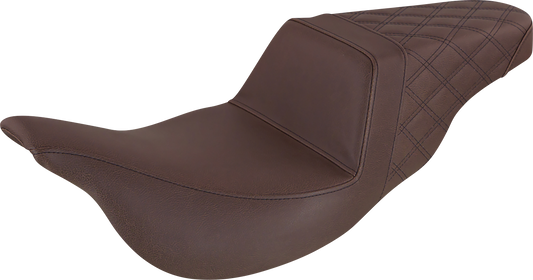 SADDLEMEN Step-Up Seat - Rear Lattice Stitch - Brown - FL '08-'23 808-07B-173BR