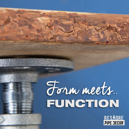 36” Riverstone Grey Live Edge Wood Shelf with L-Shaped Pipe Brackets (2-Pack)