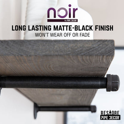 RESTORE Boulder Black 36 in. Shelves with Noir Pre-finished Straight Brackets