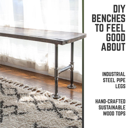 RESTORE Boulder Black Solid Live Edge Wood Accent Bench