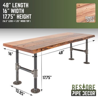 RESTORE Sunset Cedar Solid Live Edge Wood Accent Bench