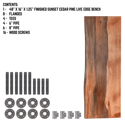 RESTORE Sunset Cedar Solid Live Edge Wood Accent Bench
