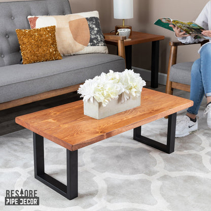 Skyline Sunset Cedar Solid Wood Coffee Table with 12 in. Landscape Legs