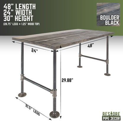 RESTORE Boulder Black Solid Wood Office Desk