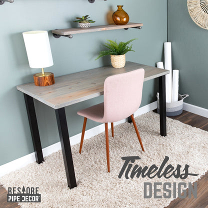 Skyline Riverstone Grey Solid Wood Desk with 28 in. High-Rise Legs