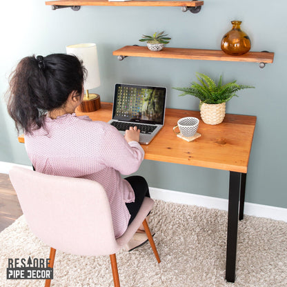 Skyline Sunset Cedar Solid Wood Desk with 28 in. High-Rise Legs