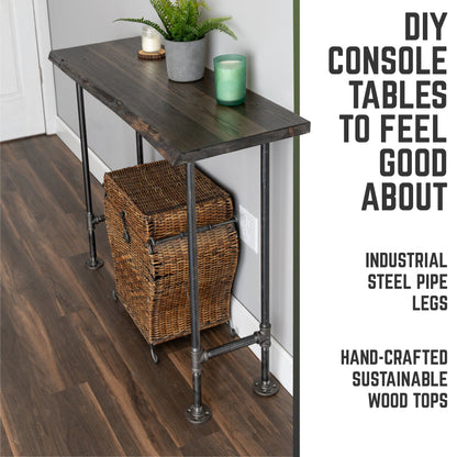 RESTORE Boulder Black Solid Live Edge Wood Console Table