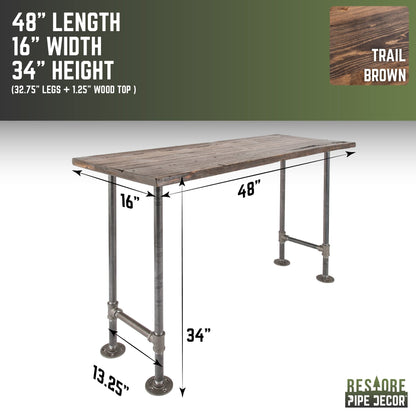 RESTORE Trail Brown Solid Live Edge Wood Console Table