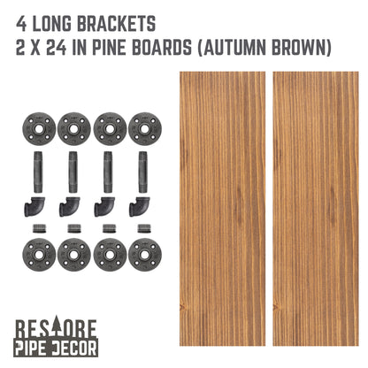 RESTORE Autumn Brown 24 in. Shelves with L-Shaped Brackets