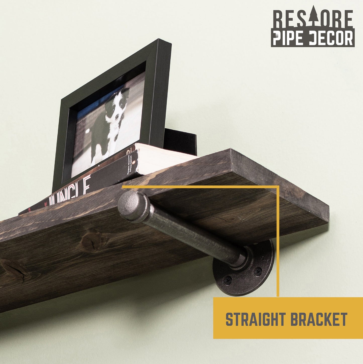 RESTORE Boulder Black 24 in. Shelves with Straight Brackets