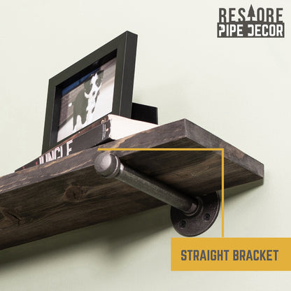 RESTORE Boulder Black 24 in. Shelves with Straight Brackets