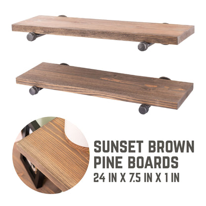 RESTORE Sunset Brown 24 in. Shelves with Straight Brackets
