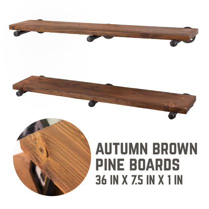 RESTORE Autumn Brown 36 in. Shelves with Straight Brackets