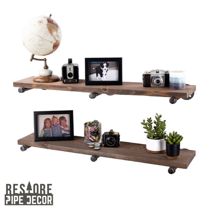 RESTORE Sunset Brown 36 in. Shelves with Straight Brackets