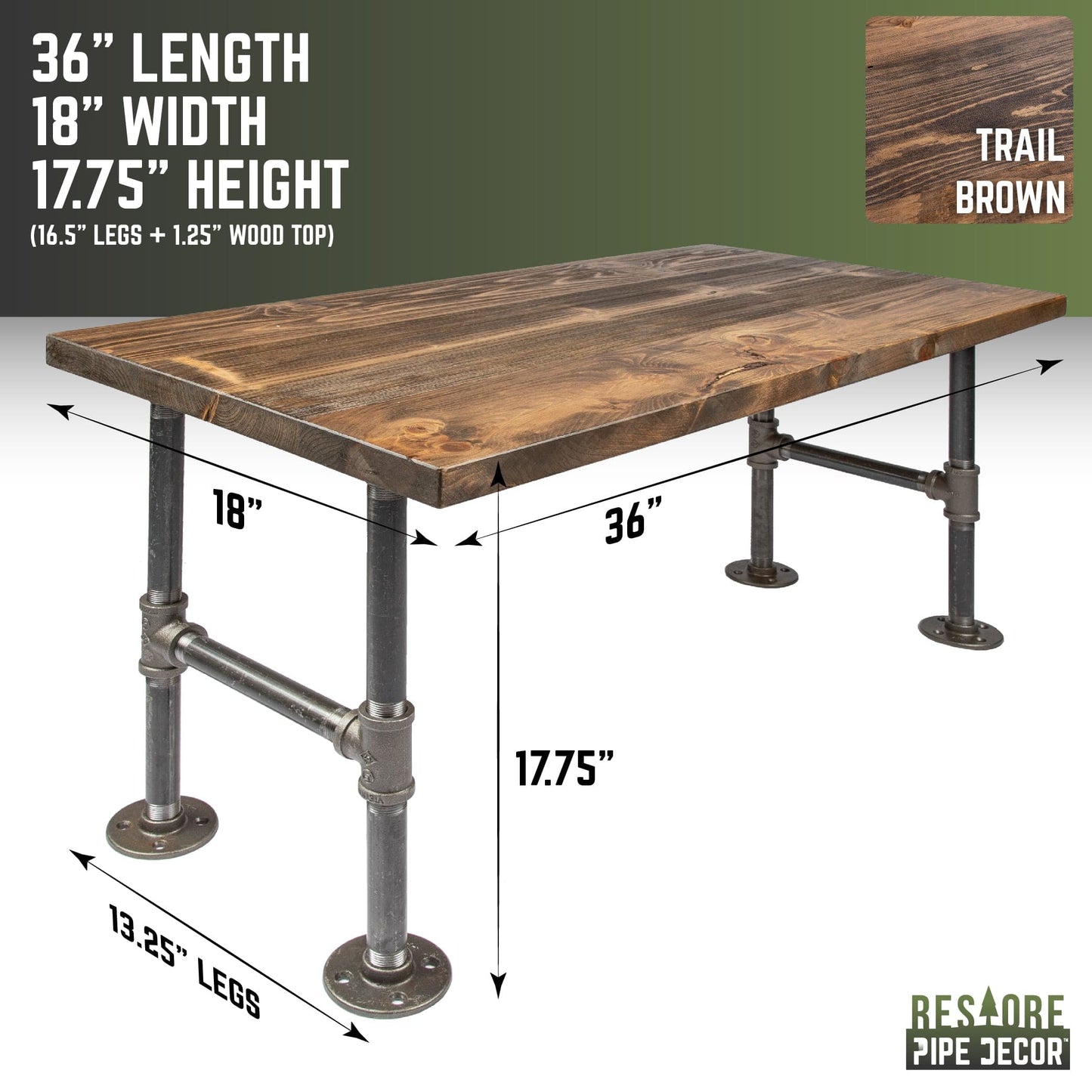 RESTORE Trail Brown Solid Wood Coffee Table