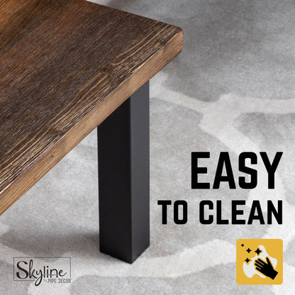 12 in. Skyline Matte Black Square Metal High-Rise Coffee Table Legs - 4 Pack