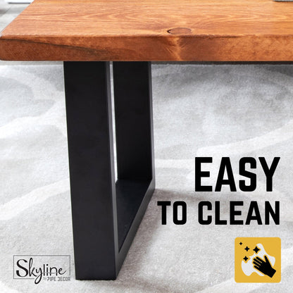 12 in. Skyline Matte Black Square Metal Landscape Coffee Table Legs - 2 Pack