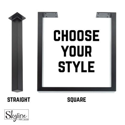 18 in. Skyline Matte Black Square Metal Landscape Coffee or End Table Legs - 2 Pack