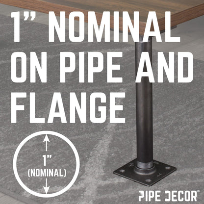 1 in. x 18 in. Square Flange Pipe Table Legs - 4 Pack
