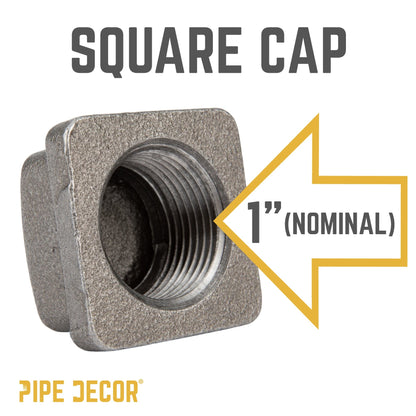 1 in. Black Square Cap