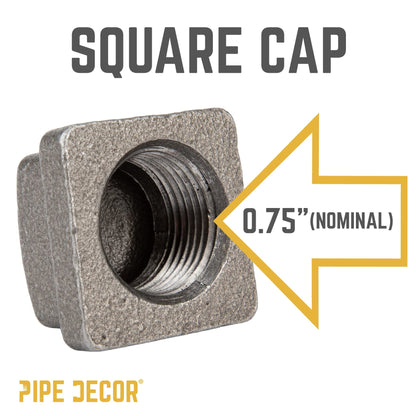3/4 in. Black Square Cap