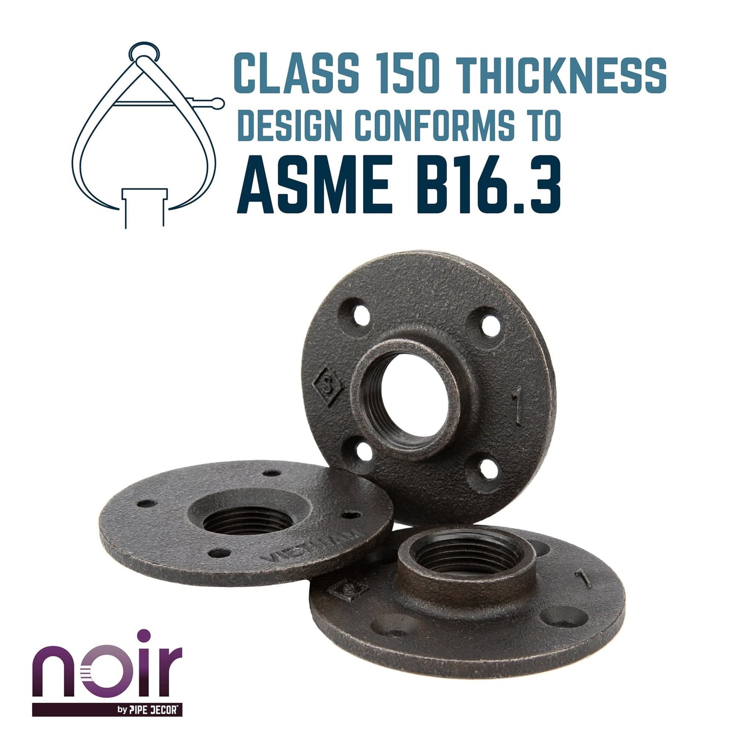 1 in. Prefinished Matte Black Floor Flange