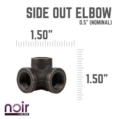 1/2 in.  Prefinished Matte Black Side Outlet Elbow