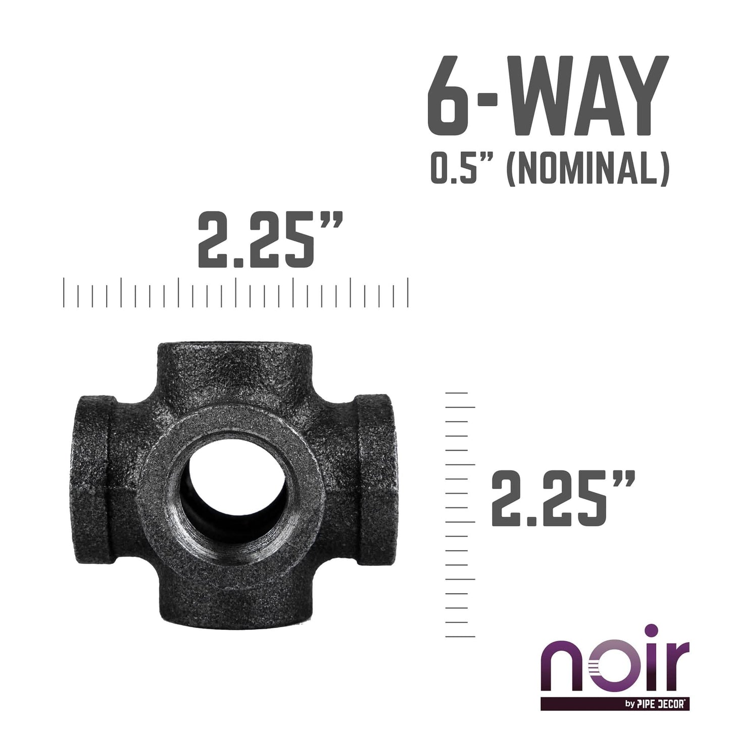 1/2 in. Prefinished Matte Black 6-Way Fitting