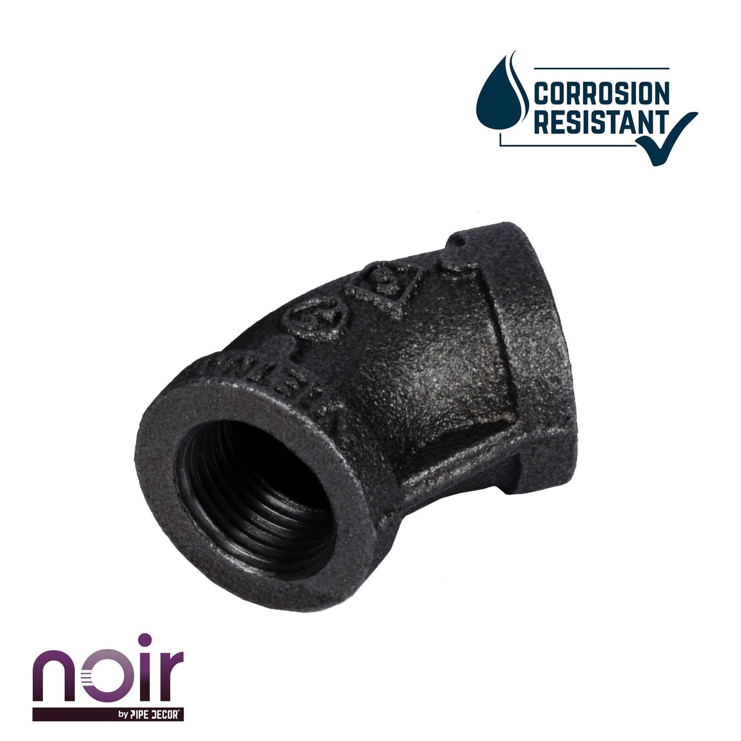 1/2 in. Prefinished Matte Black 45-Degree Elbow