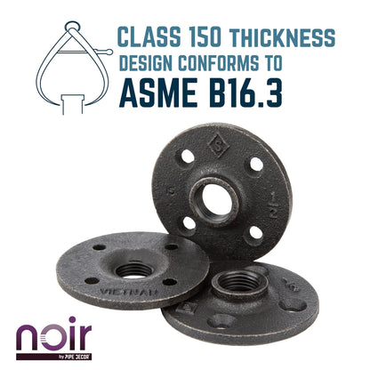 1/2 in. Prefinished Matte Black Floor Flange