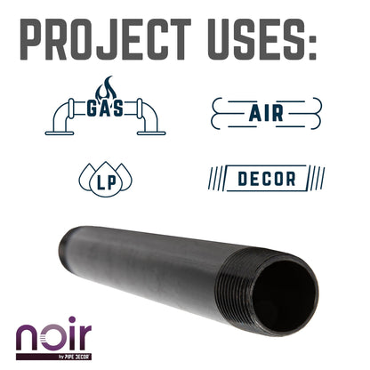 1/2 in. x 12 in. Prefinished Matte Black Pipe