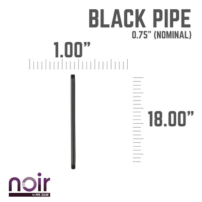 3/4 in. x 18 in. Prefinished Matte Black Pipe