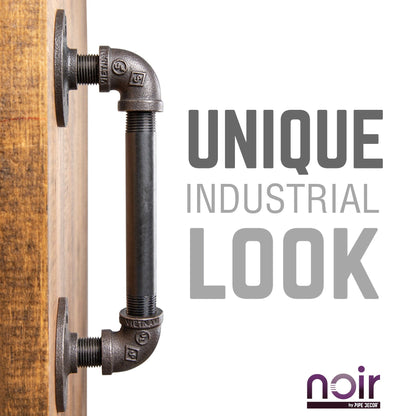 1/2 in. x 6 in. Noir Black Barn Door Handle - 10.5 in. L