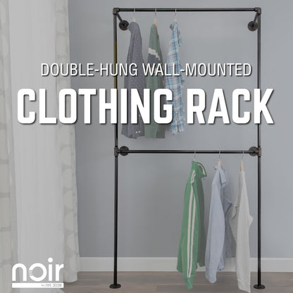 Noir Black Wall Mounted Double Hung Clothing Rack