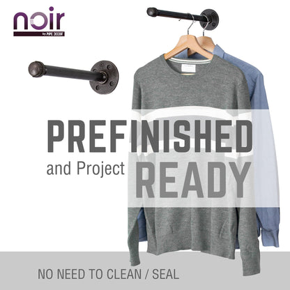 1/2 in. x 12 in. Noir Black Clothing Hanging Bracket Kit, 4 Pack