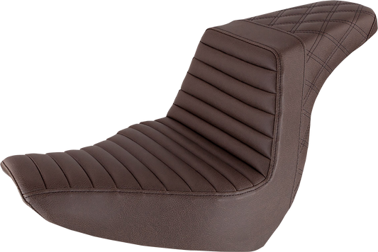 SADDLEMEN Step-Up Seat - Front Tuck-n-Roll/Rear Lattice Stitch - Brown 818-29-176BR